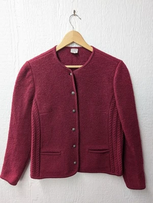 Vintage Brooks Brothers Maroon Boiled Wool Cardigan Jacket Women's Size 14 - Image 1 of 4