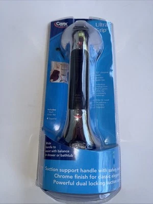 Barra de agarre de succión de baño Carex Ultra Grip 12” acabado cromado nuevo paquete sin abrir Foto 1 de 4