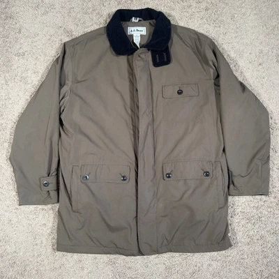 LL Bean Thinsulate Ultra Men XL Cashmere Lined Nylon Blend Parka Coat Green - Image 1 of 4