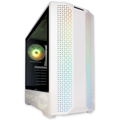 Naos White ATX Gaming Case Cabinet USB 3.0 HD Audio LED RGB PC Fixed Fans - Image 1 of 4