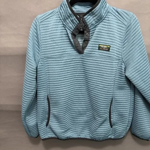LL Bean Airlight Knit Snap Pullover Damen Petite Medium Blue Ribbed - Bild 1 von 7