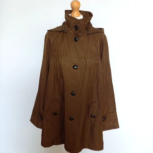 Jones New York UK 18 20 US 1X Bronze Showerproof 3/4 Length Coat Detachable Hood - Picture 1 of 10
