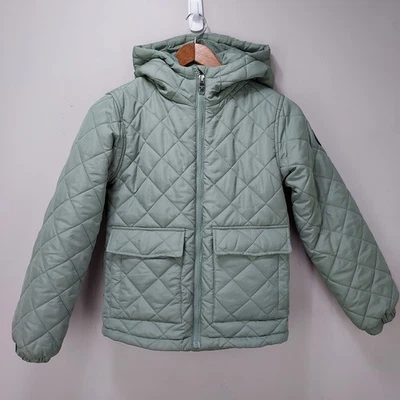 Madden Girl Size 10/12 Sage Green Quilted Puffer Jacket Winter Coat Pockets Zip - Image 1 of 4