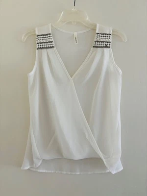 Imagine无袖罩衫,带节拍和水钻装饰, 白色, M — 第 1/3 张图片