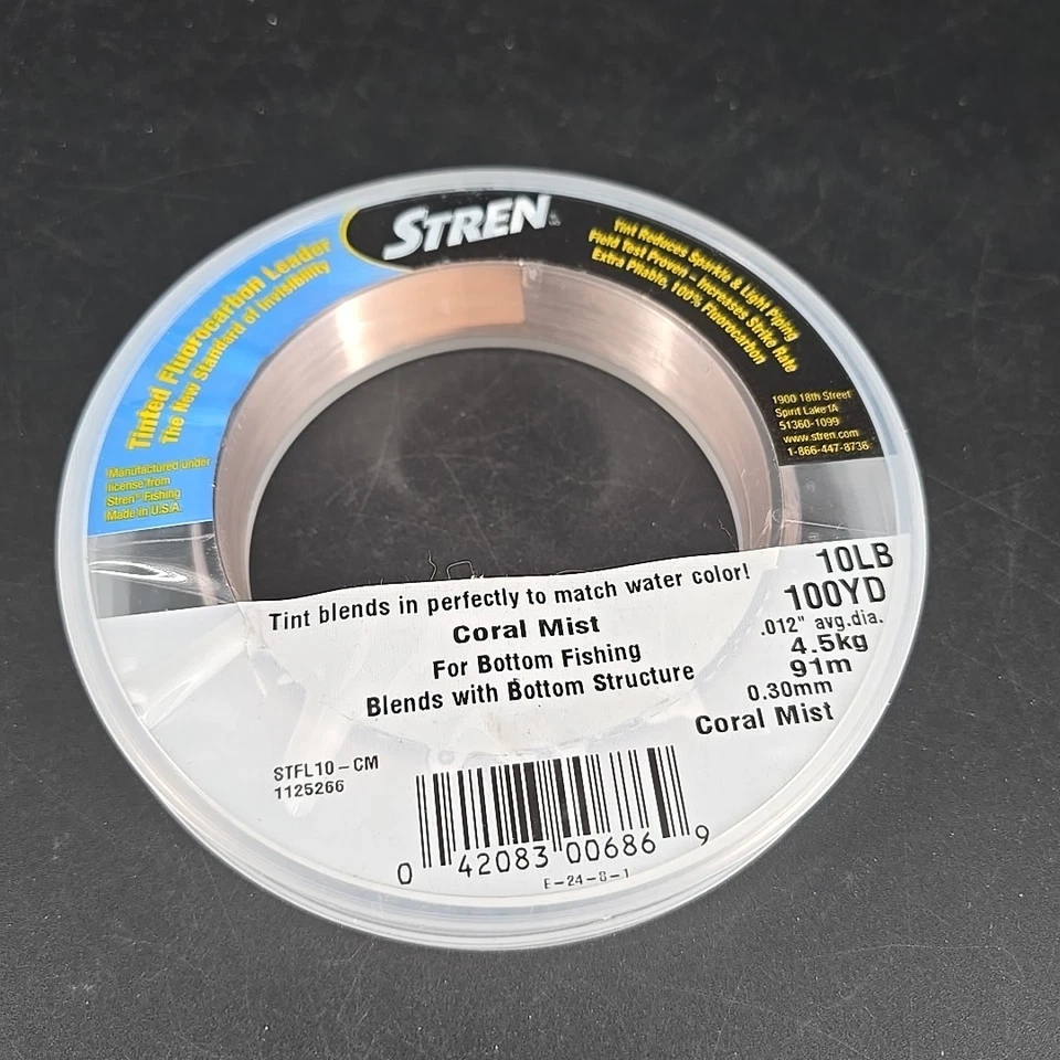 Niebla coralina Stren 100 % fluorocarbono líder 10 lb 100 yardas ¡COINCIDE CON ACUARELA! Foto 1 de 3