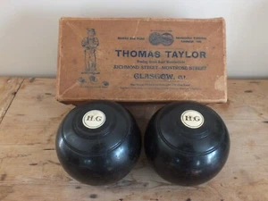 Paar alte Kugeln Spiel Boulingrin Thomas Taylor Bowling Green Bowl - Bild 1 von 14