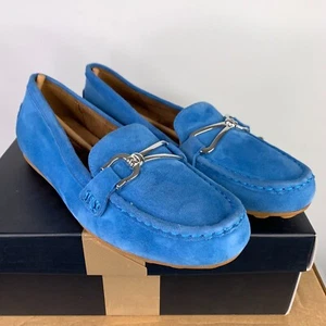 Naturalizer Demur‑Bit Suede Loafers UK 5 Blue Wave NEW Slip‑On Shoes - Picture 1 of 8