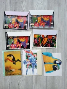 New Unused Blank Note/All-occasion Greeting Cards, Lot Of 7 W/Envelopes Parakeet - Picture 1 of 9