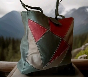 Echtleder Schultertasche Damen Handtasche handgefertigt, "MHHM"Orig.Einzelstück - Bild 1 von 7