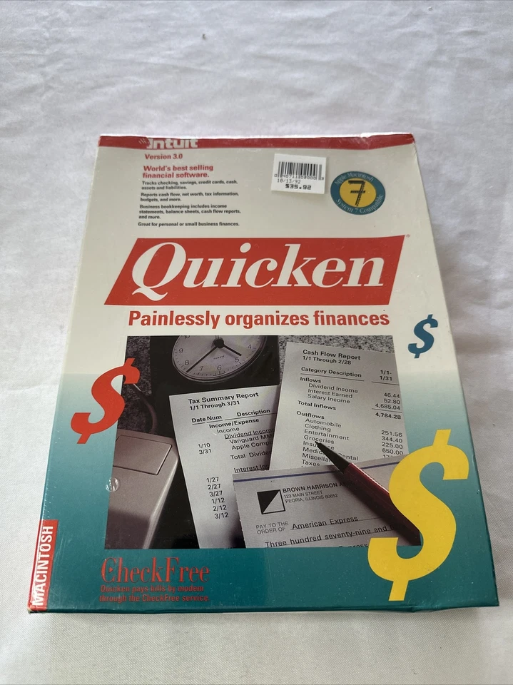 New Vintage Intuit Quicken Manage Financial Software Floppy Disk Apple Macintosh - Image 1 of 4