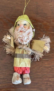 Vintage Paper Mache Elf Gnome Santa Christmas Ornament 4.5" - Picture 1 of 2