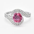 18Ktw Gold Padparadscha Sapphire Double Halo Diamond Engagement Ring R060309