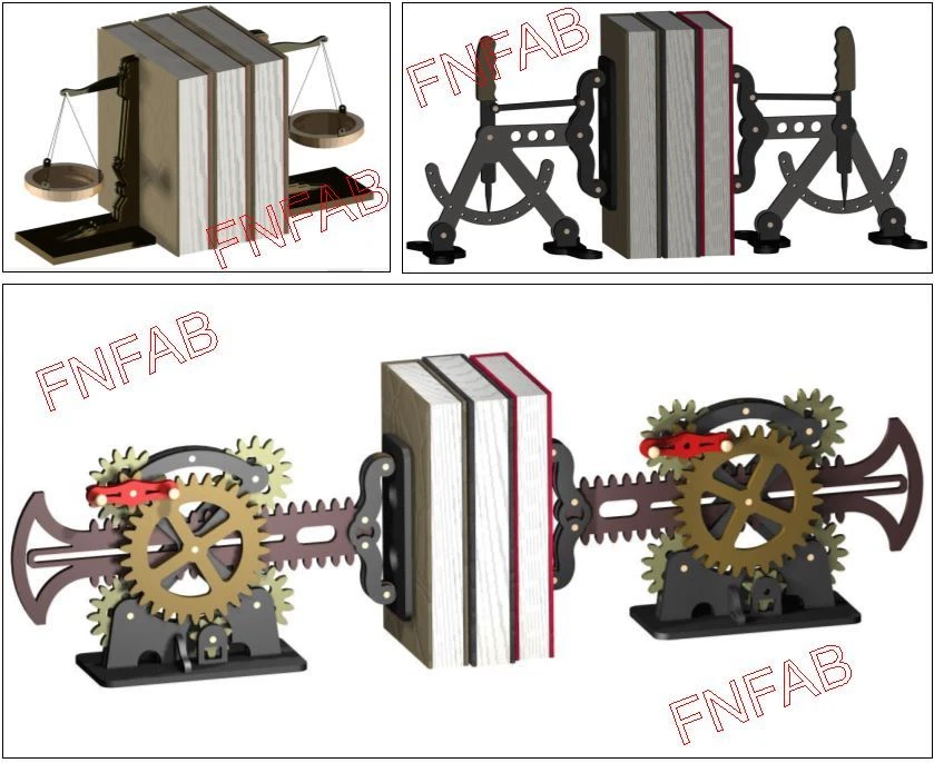 FRED NELSON FABRICATION Steam punk book ends CNC dxf files on CD Includes 3 styles Industrial age art