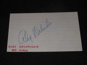 Detroit Red Wings Alex Delvecchio Signed 3x5 Autograph Index Card JSA COA 714 - Picture 1 of 1
