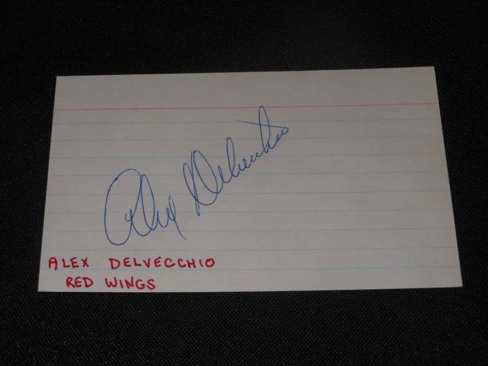 Detroit Red Wings Alex Delvecchio Signed 3x5 Autograph Index Card JSA COA 714 - Image 1 of 1