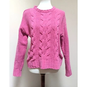 American Eagle Sweater Womens Size S Pink Cable Knit Chenille - Foto 1 di 6