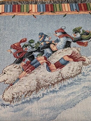 Manta Mohawk Tapiz Flecos Pingüinos Oso Polar Descenso Paseo Invierno 54X48 Foto 1 de 4