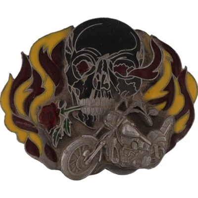 Motocicleta Motociclista Parca Llama Gótico Damas Años 90 Vintage Hebilla de Cinturón Foto 1 de 4