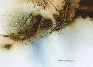 Nanci Blair Closson "Tierra Serie I" Original Acuarela Pintura Nuevo Marco OBO - Imagen 1 de 5