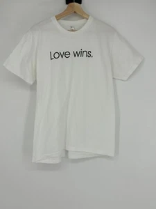 Love Wins American Apparel White Black Short Sleeve T-Shirt Unisex Size Large - Picture 1 of 6