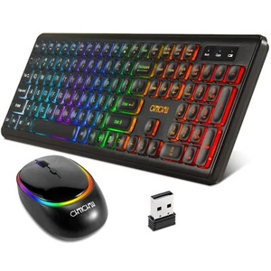 Teclado Inalámbrico y LED Recargable Combo Teclado Retroiluminado RGB Silencioso USB 2... - Imagen 1 de 6