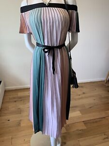 NEW TED BAKER PLEATED PASTEL OF SHOULDER SIZE TB 3 UK 12 US 8 APPROX PINK GREEN