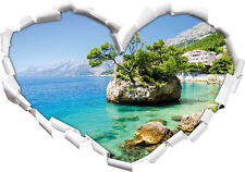 Wunderschöner Dalmatia Strand in Kroatien - 3D-Look Herz Wandtattoo Aufkleber-St