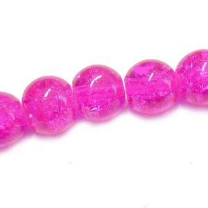 Glasperlen Crackle rund 8 mm pink ca. 105 Perlen Spacer nenad-design - Bild 1 von 9