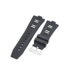 Uhrenarmband 25 x 9 mm schwarz Kautschuk für Bvlgari Diagono - Bild 1 von 6