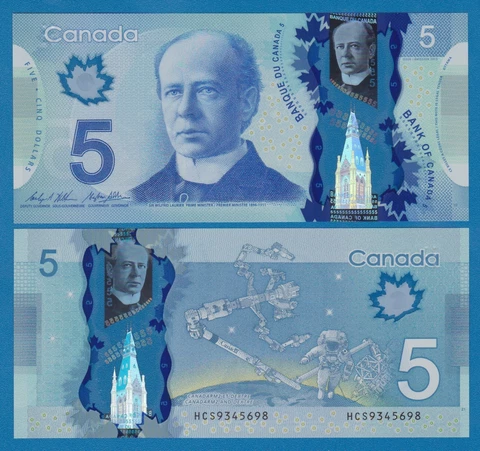 CANADA 5 Dollar P 106c 2013 (2016) UNC Polymer WILKINS & POLOZ, BC-69c 106 c Cover