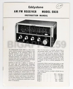 Manual de instrucciones para el receptor de comunicaciones Eddystone Radio/Marconi EB35 - Imagen 1 de 2