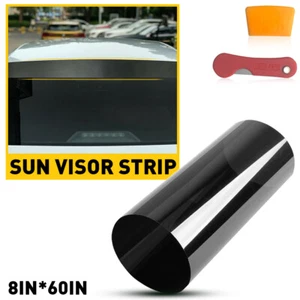 Car Sun Visor Strip Tint Film Front Windshield UV Shade Banner Accessories Black - Picture 1 of 16