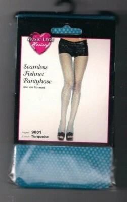 Women Tights Nylon Fishnet Seamless Plus Size Turquoise  Music Legs 9001  - Image 1 of 3