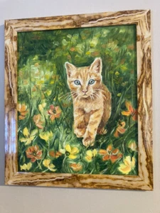Orange Tabby Katze Kätzchen Gemälde Haustier Kunst gerahmtes Gemälde von Anastasia Dyachkina - Bild 1 von 6