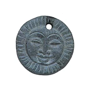 Stone Sun Face - Hand Carved Indian Stone Pendant Necklace - Picture 1 of 1