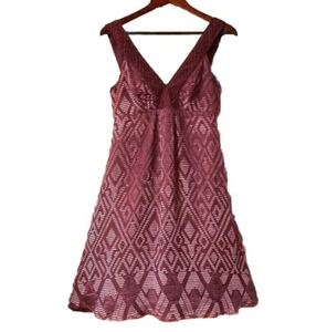 Beth Bowley Size 8 Burgundy Velvet Geometric Strappy Sleeveless Lined Dress - Picture 1 of 10
