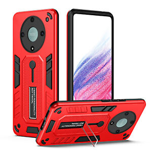 For Honor Magic5 Lite, Shockproof Hybrid Armor Stand Ring Buckle Hard Case Cover
