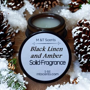 Black Linen and Amber Solid Cologne Balm 1oz Unisex Scent with Patchouli - Picture 1 of 8