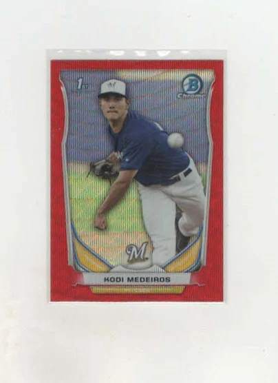2014 Bowman Chrome Draft Red Wave Refractors /25 Kodi Medeiros #CDP9 - Image 1 of 2