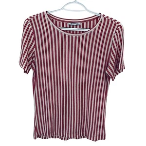 Zara Womens S Red White Stripe Short Sleeve T Shirt - Picture 1 of 4
