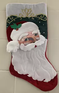 MIGLIORE CALZA NATALIZIA Babbo Natale polsino ricamato contorno velluto rosso - Foto 1 di 5