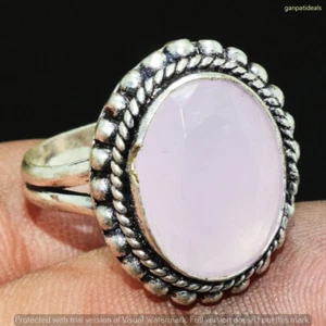 Rose Quartz Gemstone Ethnic Handmade Ring Jewelry US Size- 7.75 FR-10257 - Picture 1 of 1