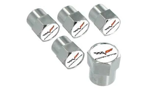 Chevy Corvette C6 Logo Chrome Tire Stem Valve Caps Set - Picture 1 of 1