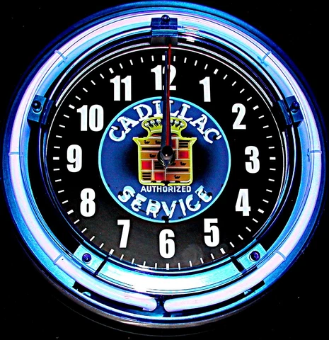CADILLAC SERVICE LOGO - 11" Blue Neon Wall Clock Cover