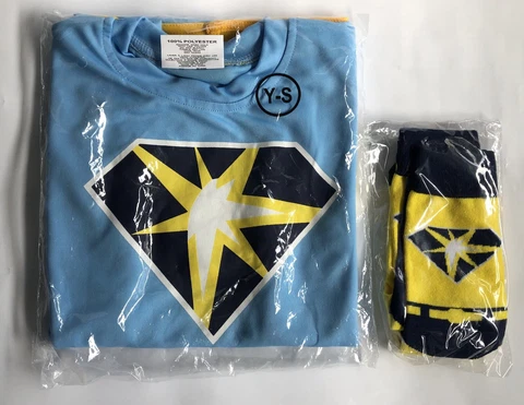 Tampa Bay Rays Sunburst Logo Super Cape Shirt YS AND Super Socks  NEW Cover