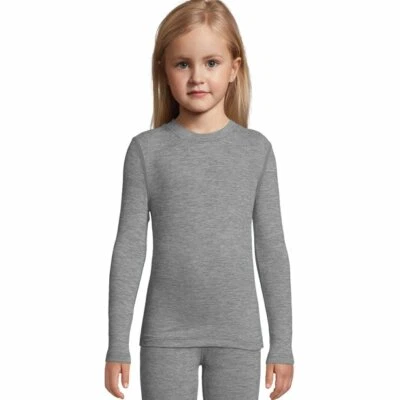 Hanes Girls' FreshIQ Space Dye Thermal Crewneck Top 125705 Grey Combo - Image 1 of 2