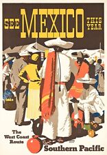 Mexico 1930's Travel Poster Print  Reproduction Giclee Print 11x17