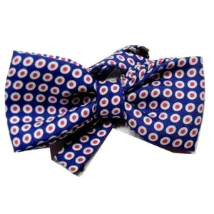 CRAVATTA A FARFALLA ann 60 blu CERCHIETTI PAPILLON UOMO alta classe SETA M ITALY - Picture 1 of 2