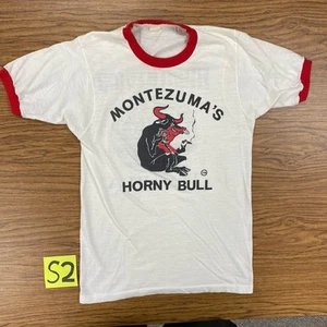 Vintage 70s Men’s Small Montezuma Tequila Ringer Tee Bull Rare Promo - Bild 1 von 8