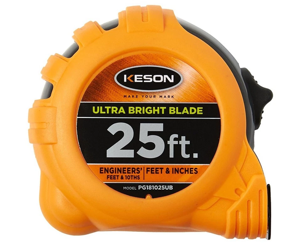 Keson 25ft Ultra Bright Short Measuring Tape (Ft/In/10th, Ft/In/8th) | - Image 1 of 1